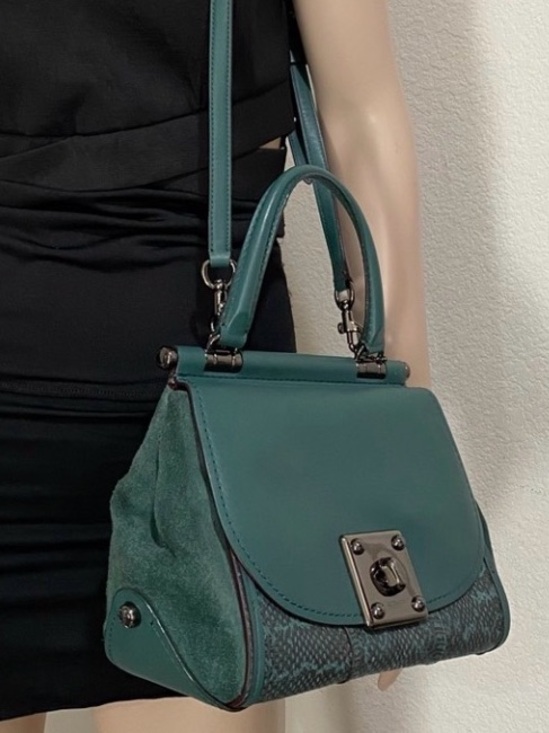 Coach Handbags - COACH 12086 Green Drifter Snakeskin Top Handle Crossbody Shoulder Bag